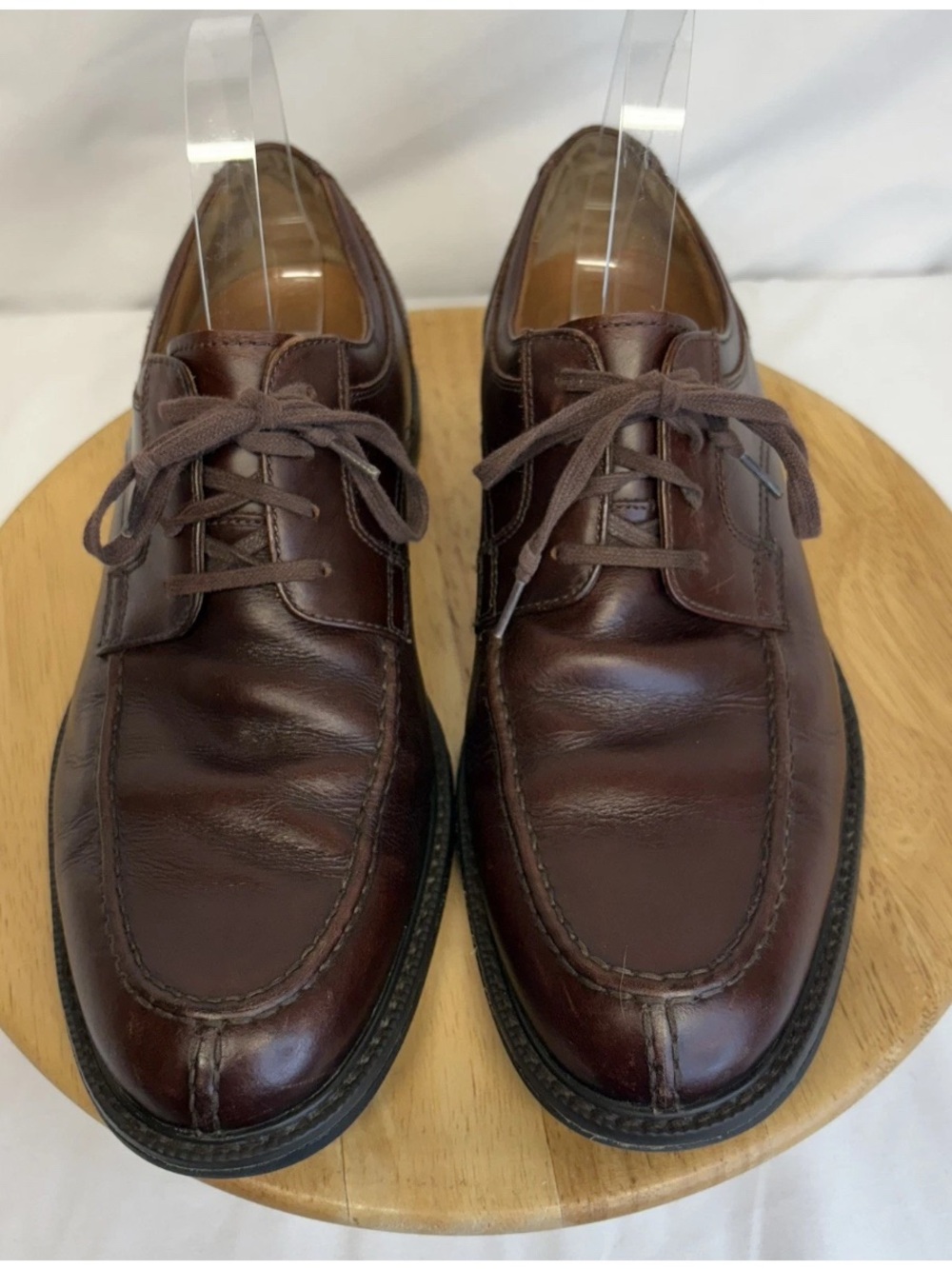 JOHNSTON MURPHY Men 7.5-M Brown Sheepskin Leather Split Toe Dress Oxford Shoes